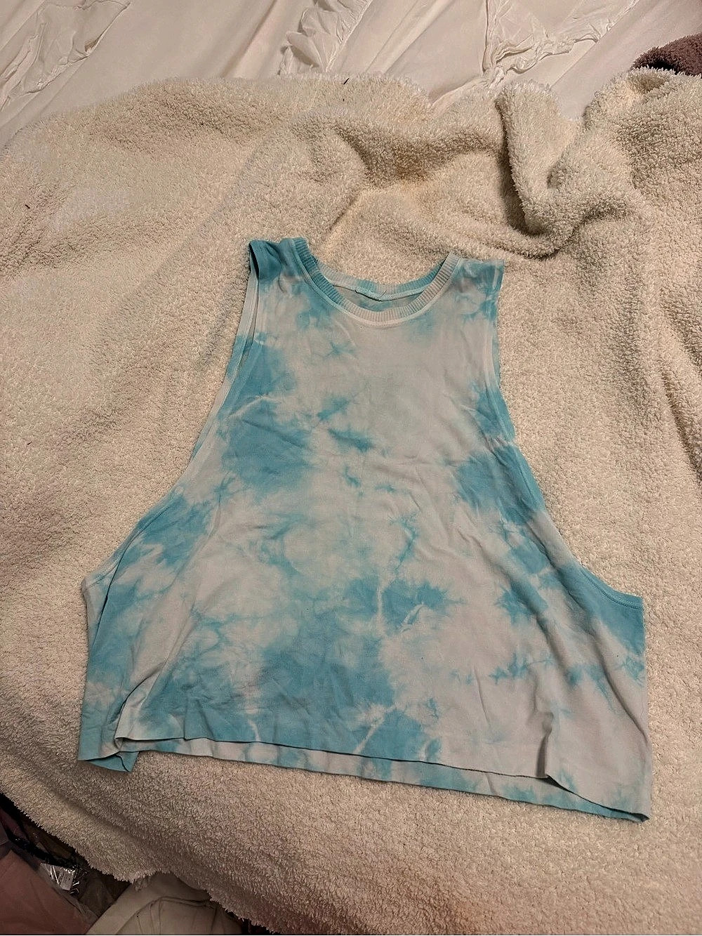 Spiritual Gangster Amor Crop Tank Tie-Dye Blue & White XS